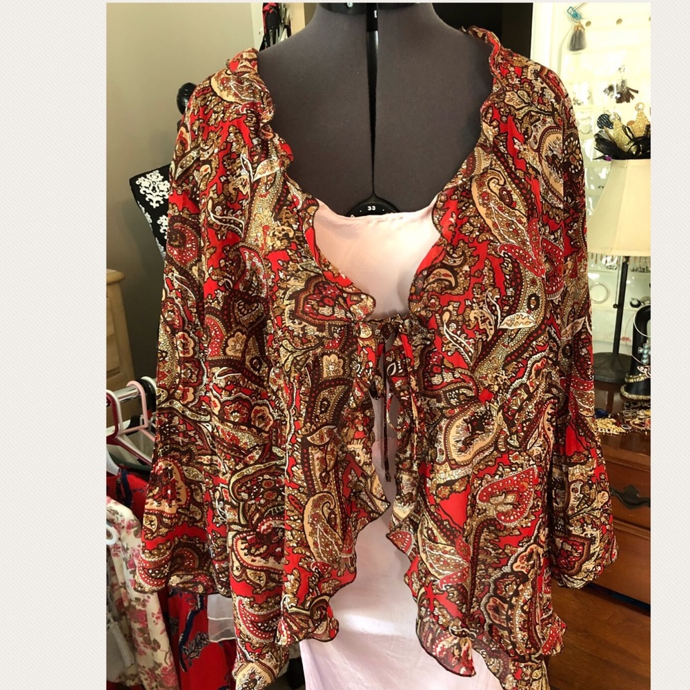 TIE FRONT COVER-UP/BLOUSE